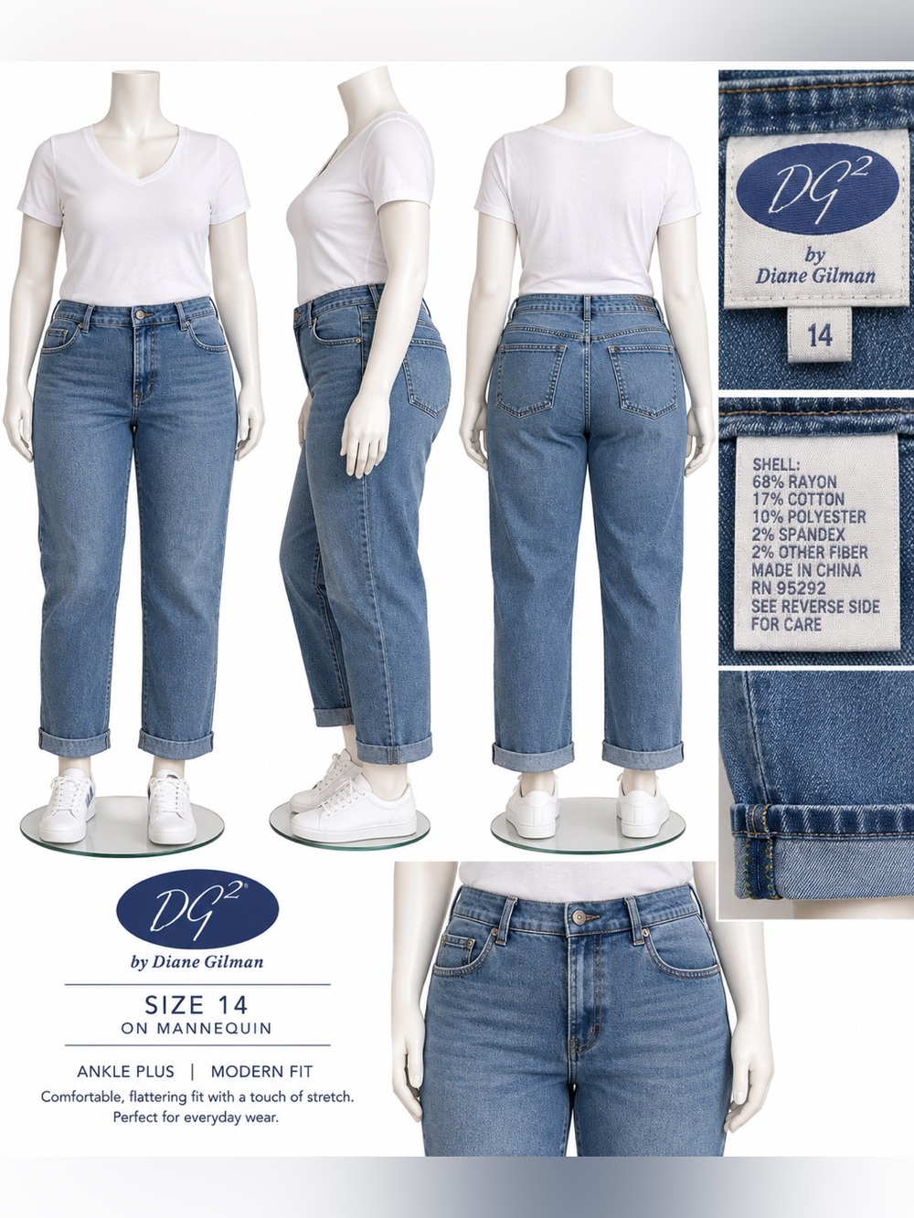 Diane Gilman Jeans — Size 14 — NWT